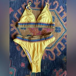 SHEIN High Leg Yellow 2 piece Bikini